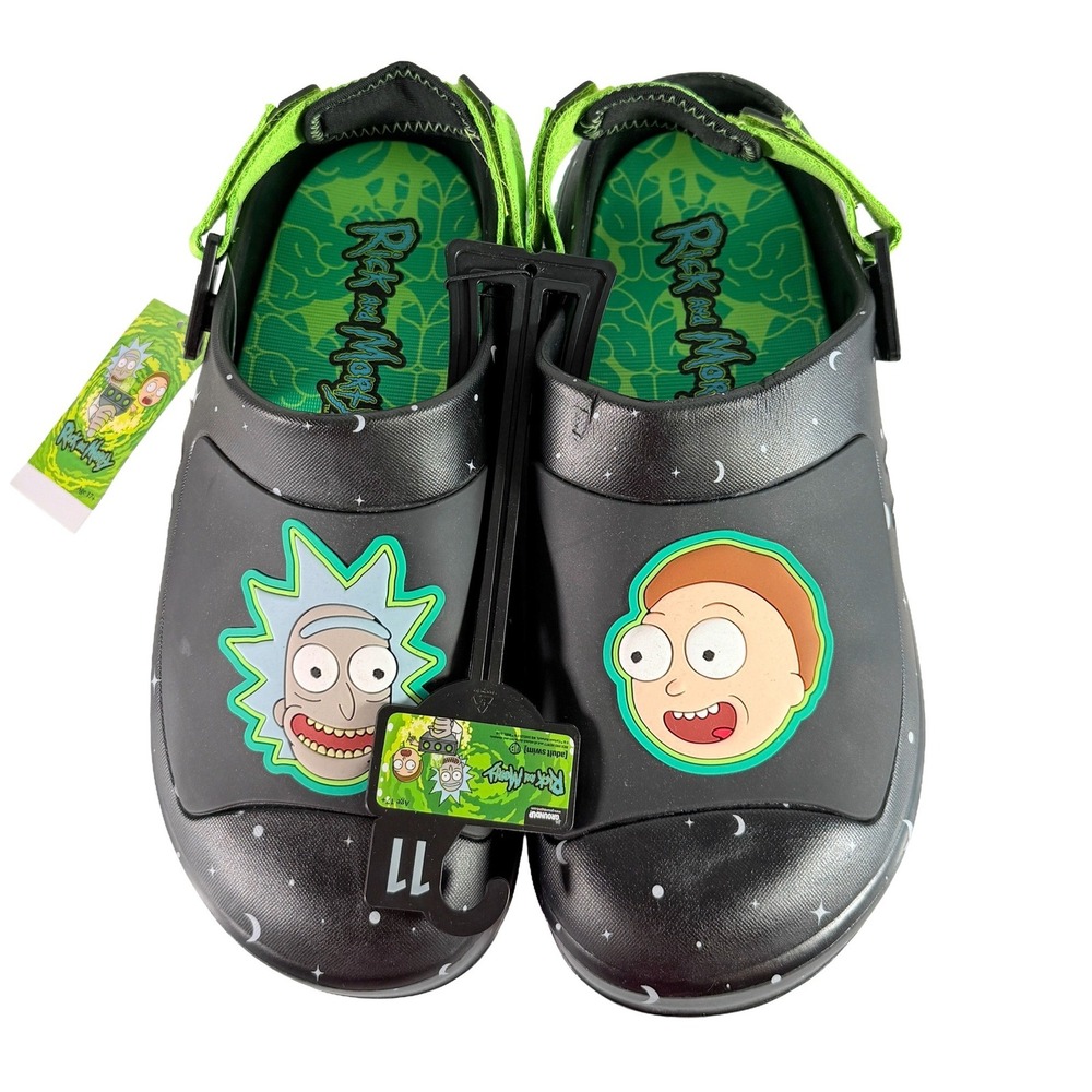 Rick and Morty Adult Swim Ground Up Men's Clogs M License Size 11 Black New